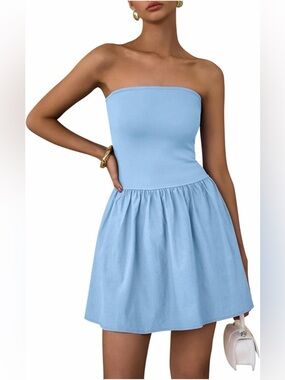 PRETTYGARDEN Strapless LIGHT BLUE Summer Dress Size XXL (NEW)